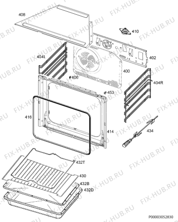 Взрыв-схема плиты (духовки) Zanussi ZOB35712WK - Схема узла Oven